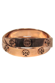 Current Boutique-Tory Burch - Rose Gold Crisscross Bangle w/ Logo Medallions