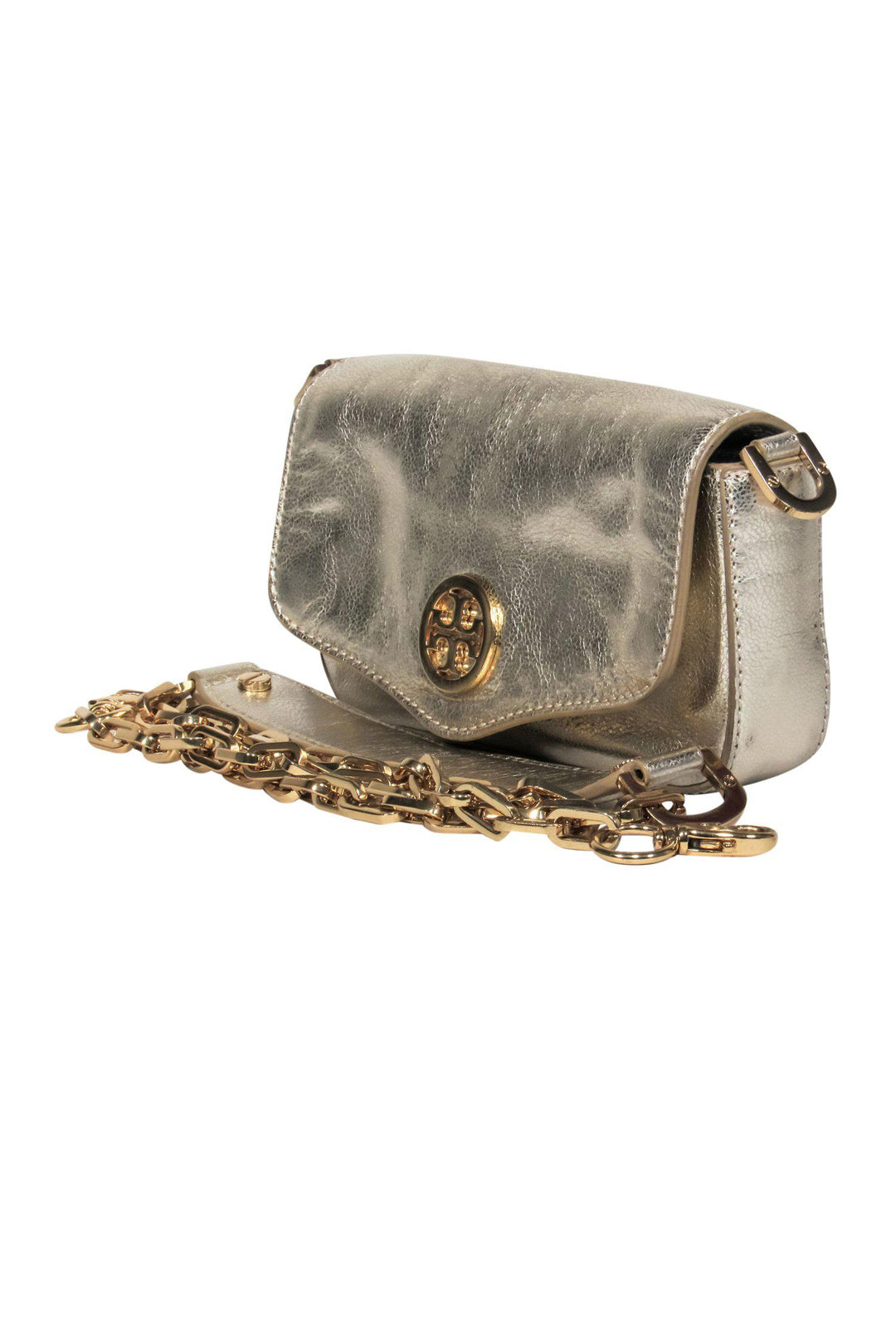 Pop Bag sold Gold Pebbled Leather Mini Crossbody Retro Chain