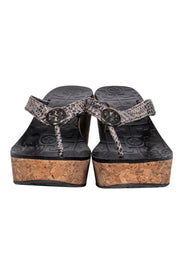 Current Boutique-Tory Burch - Snakeskin Textured Cork Platform Sandals Sz 6