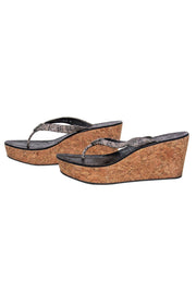 Current Boutique-Tory Burch - Snakeskin Textured Cork Platform Sandals Sz 6