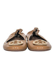 Current Boutique-Tory Burch - Tan Patent Leather Ballet Flats w/ Logo Sz 6