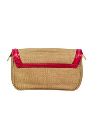 Current Boutique-Tory Burch - Tan Woven Crossbody w/ Red Leather Trim