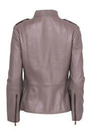 Current Boutique-Tory Burch - Taupe Leather Button-Up Jacket Sz 8