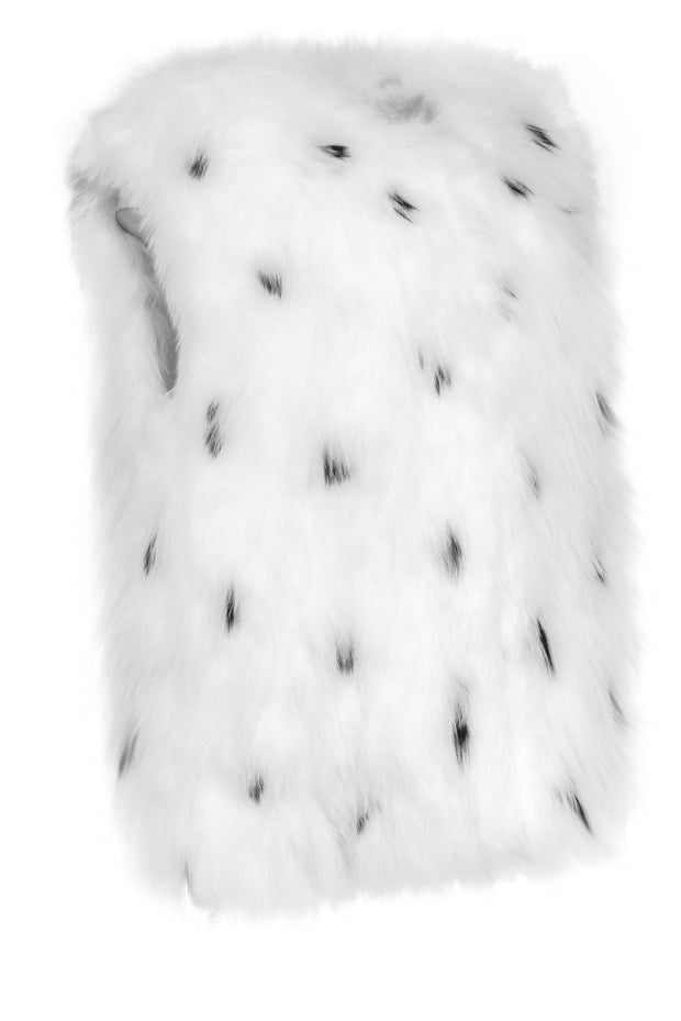 Current Boutique-Tory Burch - White & Black Spotted Fox Fur Vest Sz XL