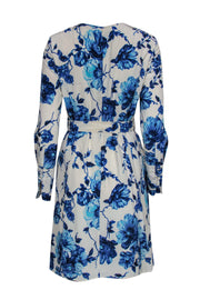 Current Boutique-Tory Burch - White & Blue Floral Print Silk Sheath Dress w/ Belt Sz 6