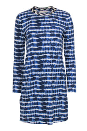 Current Boutique-Tory Burch - White & Blue Tie-Dye Cotton Shift Dress Sz M