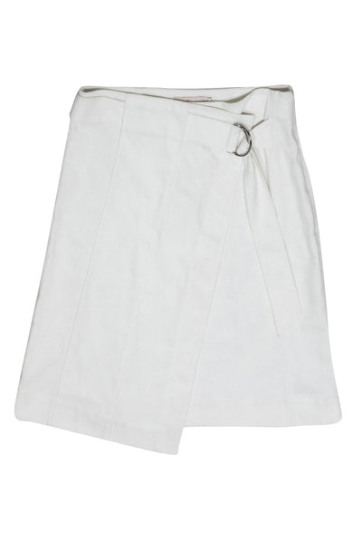 Current Boutique-Tory Burch - White Cotton Faux Wrap Midi Skirt Sz 6
