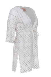 Current Boutique-Tory Burch - White Eyelet Quarter Sleeve “Luna” Cover-Up Sz S