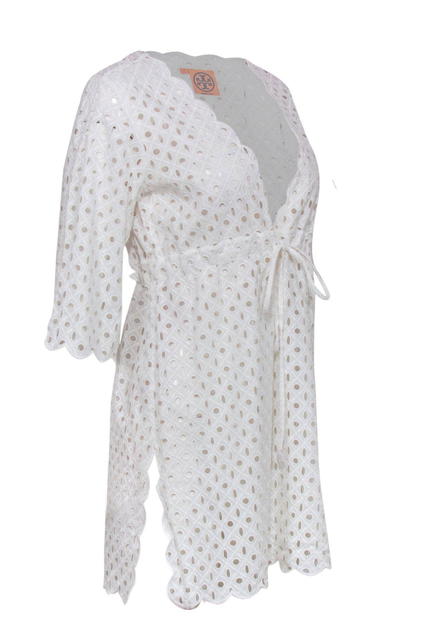 Current Boutique-Tory Burch - White Eyelet Quarter Sleeve “Luna” Cover-Up Sz S