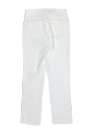 Current Boutique-Tory Burch - White Floral Embroidered High-Waist Straight Leg "Keira" Jeans Sz 26