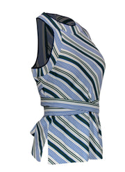 Current Boutique-Tory Burch - White & Green Striped High Neck Tank Sz 0