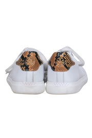 Current Boutique-Tory Burch - White "Howell Court" Leather Sneakers w/ Gold & Black Snakeskin Trim Sz 7