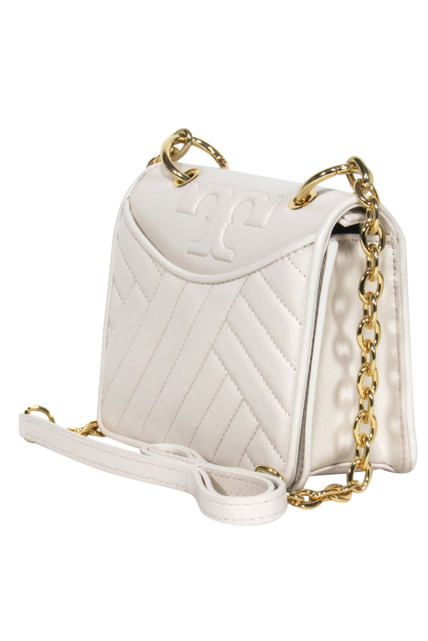 Current Boutique-Tory Burch - White Quilted Smooth Leather Mini Crossbody