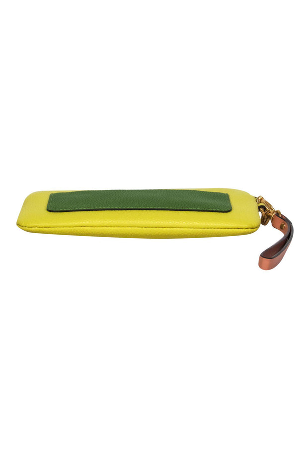 Current Boutique-Tory Burch - Yellow & Green Pebbled Leather Wristlet