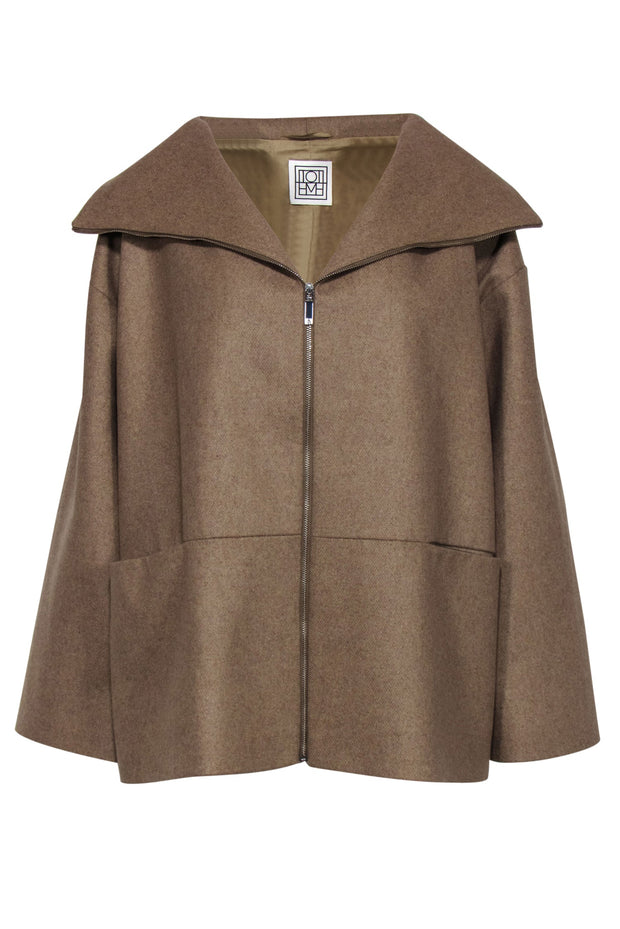 Current Boutique-Totême - Beige Zip-Up Oversized Wool Blend Coat Sz XS