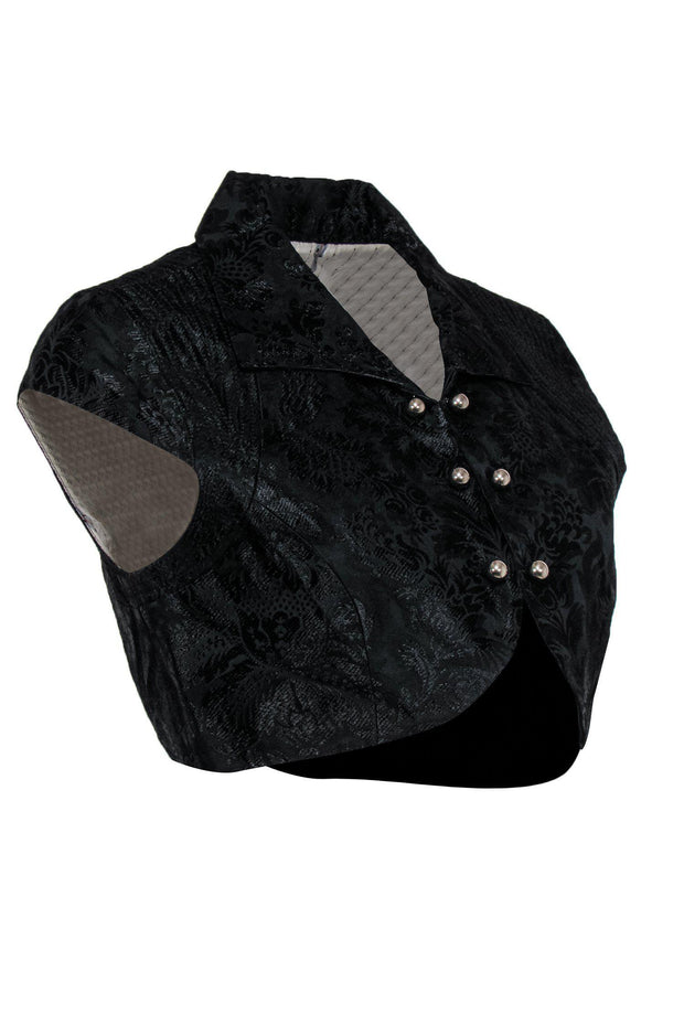 Current Boutique-Tracy Reese - Black Brocade Cap Sleeve Cropped Vest Sz 8
