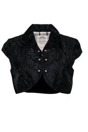 Current Boutique-Tracy Reese - Black Brocade Cap Sleeve Cropped Vest Sz 8