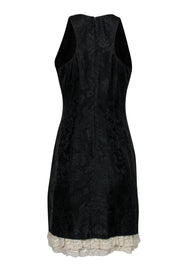 Current Boutique-Tracy Reese - Black Brocade Sleeveless A-Line Dress w/ Lace Trim Sz 8