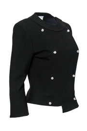Current Boutique-Tracy Reese - Black Double Breasted Cropped Jacket w/ Rhinestone Buttons Sz 8