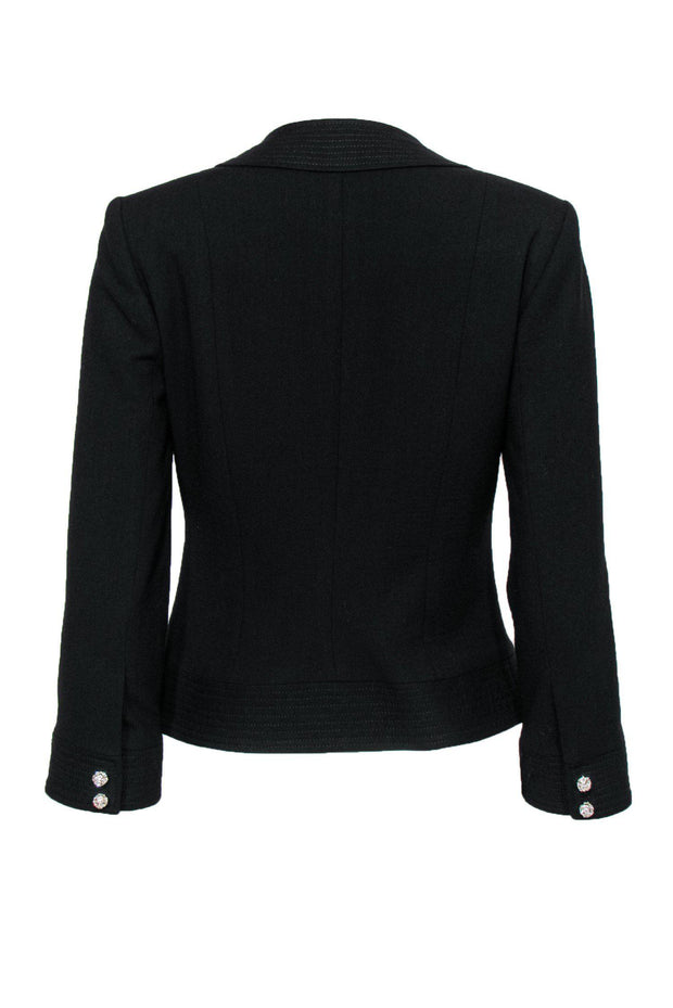 Current Boutique-Tracy Reese - Black Double Breasted Cropped Jacket w/ Rhinestone Buttons Sz 8