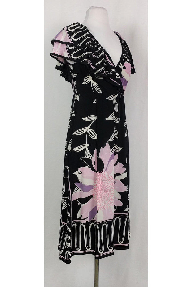 Current Boutique-Tracy Reese - Black Floral Print Dress Sz 6