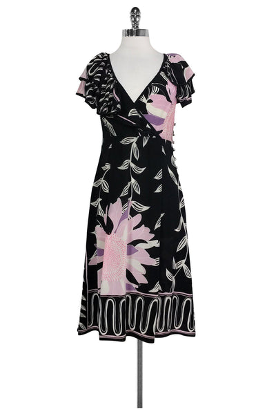 Current Boutique-Tracy Reese - Black Floral Print Dress Sz 6