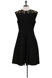 Current Boutique-Tracy Reese - Black Jeweled Flared Dress Sz 8
