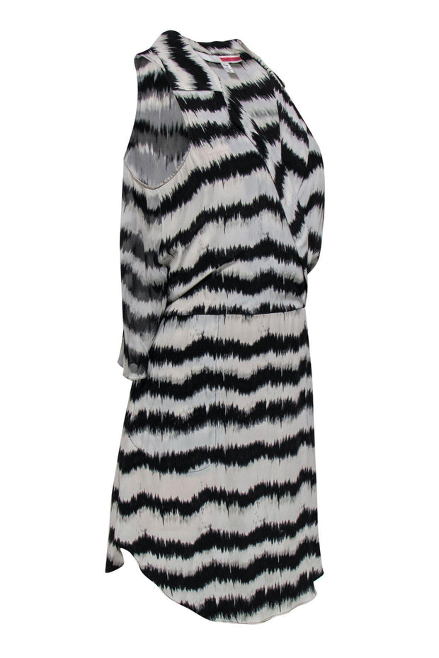 Current Boutique-Tracy Reese - Black & White Blurred Striped Silk Dress Sz S