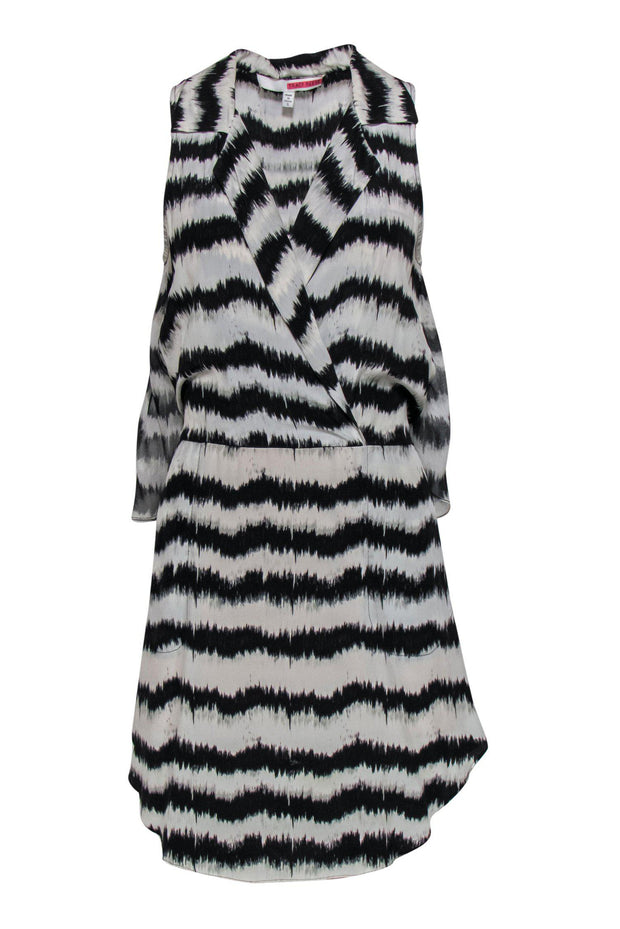 Current Boutique-Tracy Reese - Black & White Blurred Striped Silk Dress Sz S