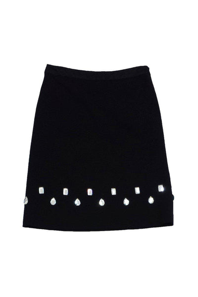 Current Boutique-Tracy Reese - Black Wool Embellished Skirt Sz 4