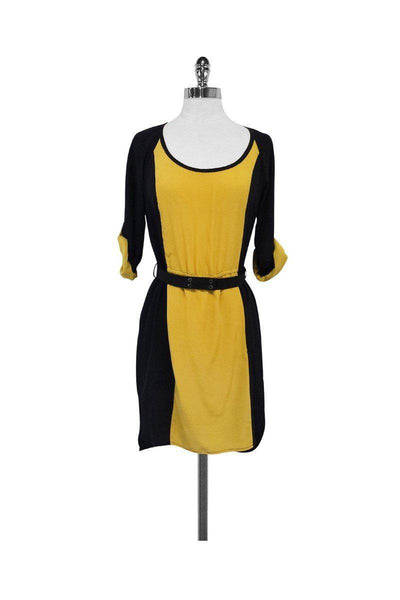 Current Boutique-Tracy Reese - Black & Yellow Silk Dress Sz S