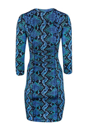 Current Boutique-Tracy Reese - Blue & Teal Snake Print Dress Sz S