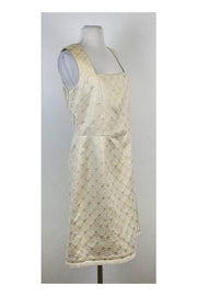 Current Boutique-Tracy Reese - Cream & Gold Diamond Print Sleeveless Dress Sz 12