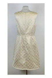 Current Boutique-Tracy Reese - Cream & Gold Diamond Print Sleeveless Dress Sz 12