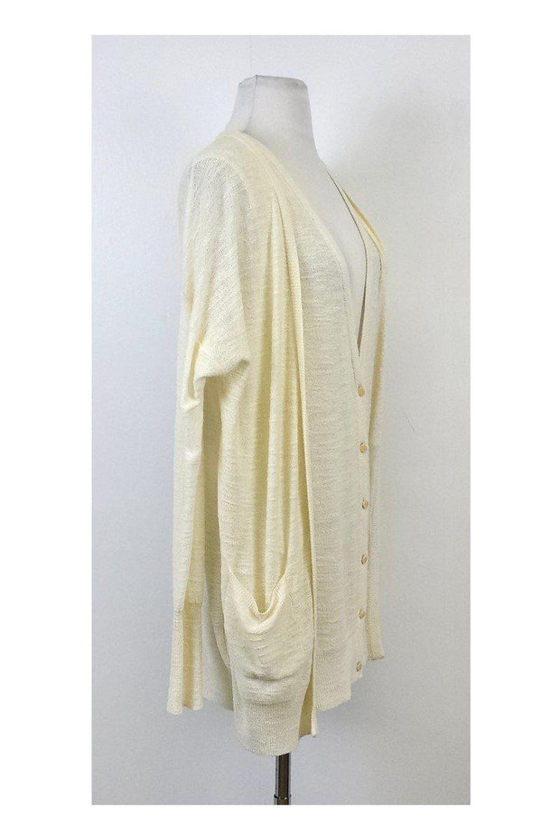 Current Boutique-Tracy Reese - Cream Textured Double Placket Cardigan Sz S