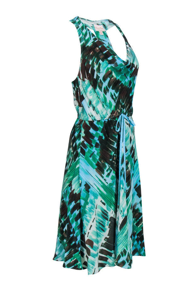 Current Boutique-Tracy Reese - Green & Blue Silk Midi Dress Sz M