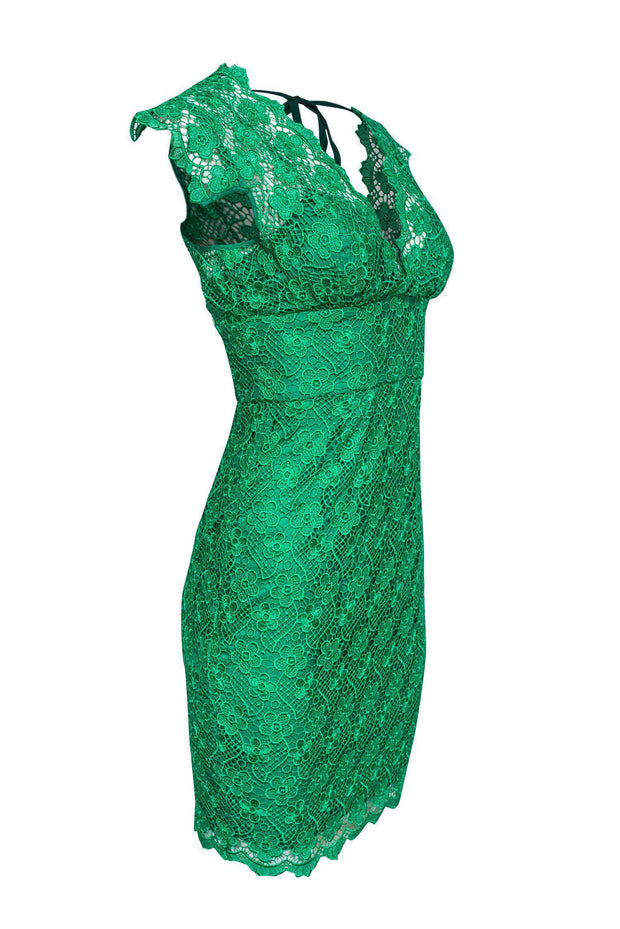 Current Boutique-Tracy Reese - Green Floral Lace Sheath Dress Sz 2