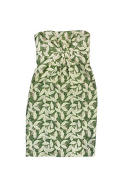 Current Boutique-Tracy Reese - Green Leaf Print Strapless Dress Sz 8