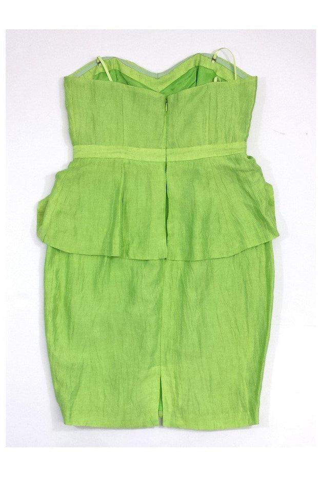 Current Boutique-Tracy Reese - Jasmine Green Linen Strapless Peplum Dress Sz 8