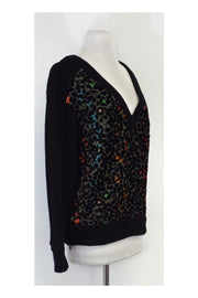 Current Boutique-Tracy Reese - Multicolor Leopard Print V Neck Sweater Sz S