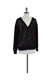 Current Boutique-Tracy Reese - Multicolor Leopard Print V Neck Sweater Sz S