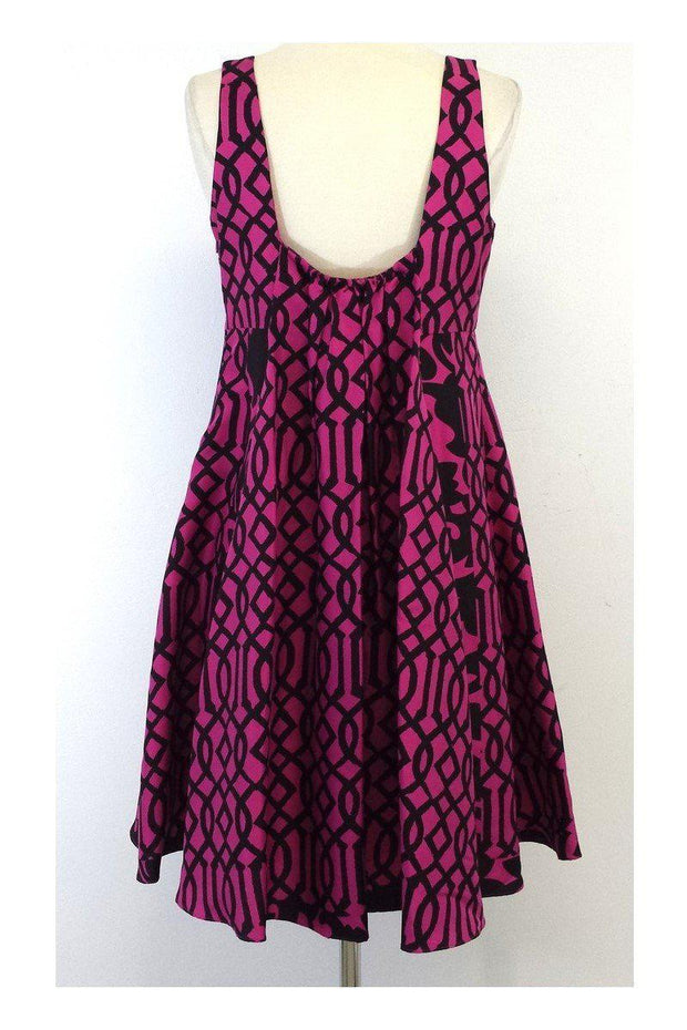 Current Boutique-Tracy Reese - Pink & Black Silk Print Dress Sz 8