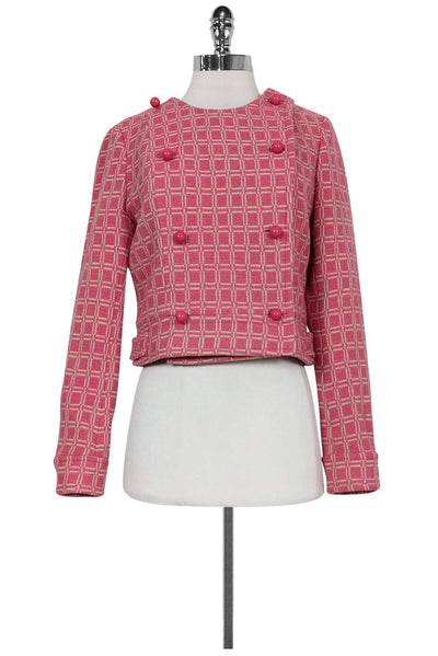 Current Boutique-Tracy Reese - Pink & White Checkered Jacket Sz 4