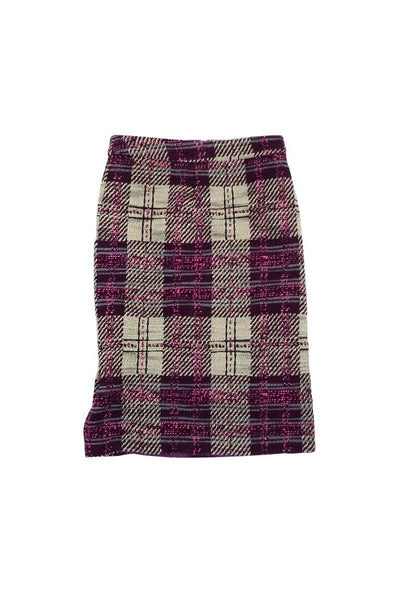 Current Boutique-Tracy Reese - Purple, Cream, & Pink Tweed Plaid Skirt Sz 4