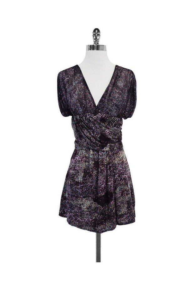 Current Boutique-Tracy Reese - Purple & Grey Print Sleeveless Dress Sz S