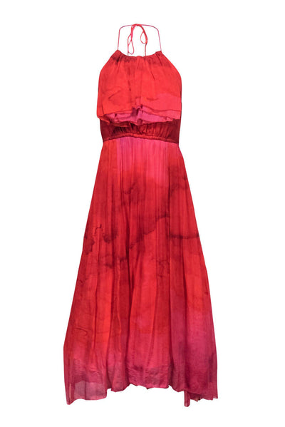 Current Boutique-Tracy Reese - Red & Pink Ombre Silky Maxi Dress Sz 4
