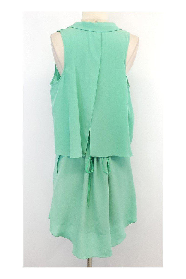 Current Boutique-Tracy Reese - Runway Silk Surplice Shirtdress in Beach Glass Sz M