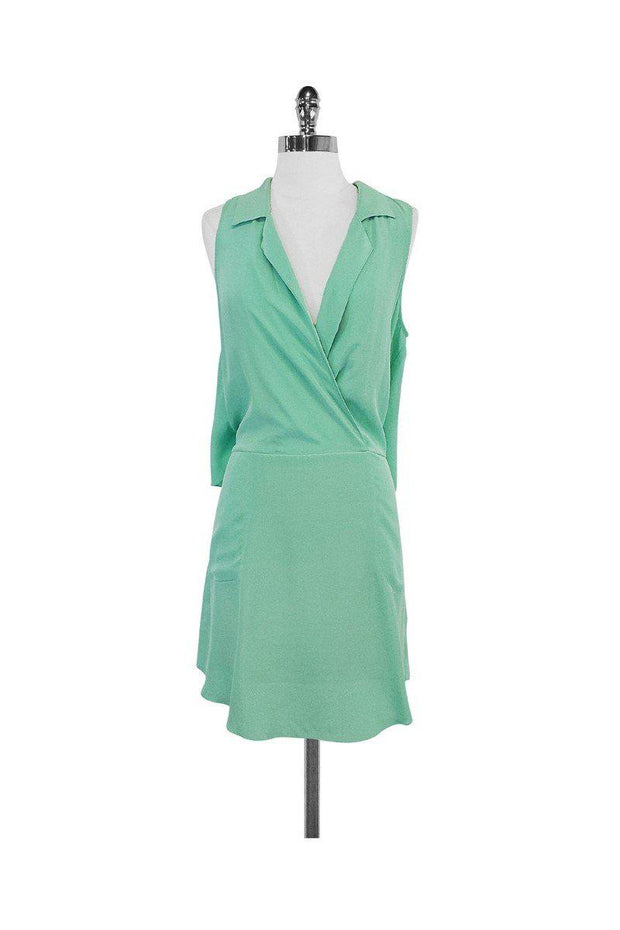 Current Boutique-Tracy Reese - Runway Silk Surplice Shirtdress in Beach Glass Sz S