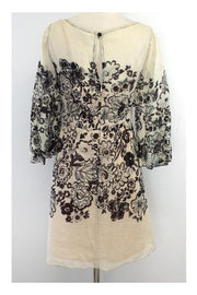 Current Boutique-Tracy Reese - Tan & Brown Floral Print Linen Blend Dress Sz 0