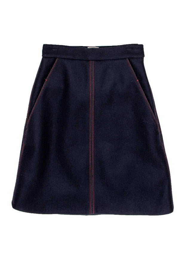 Current Boutique-Trademark - Navy A-Line Skirt w/ Red Contrast Stitching Sz S